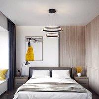 NIVOR 2 Rings Tiered Chandelier, Modern Dimmable LED Acrylic Crystal Pendant in Black