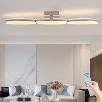 NIVOR Modern LED Ceiling Light 23W Chrome Dimmable Flush Mount with Remote in Metallic Silver