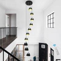 NIVOR 10 Light LED Dimmable Pendant Long Staircase Chandelier Adjustable 3M in Black