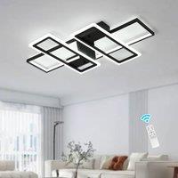 NIVOR Dimmable 95W 4-Squares Black Acrylic LED Ceiling Light with Remote