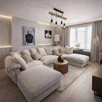 Home & Love Bishop U Shape Cinema Sofa Scatterback Corner Sofa - Pearl Cream