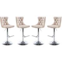 Modern Home Touch Winchester Luxury Velvet Upholstered Kitchen Dining Chairs with Pull Knocker Back & Oak Wood Legs Brown in Beige | Size: 4 Pack