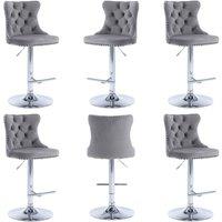 Modern Home Touch Set of 6 Luxury Velvet Adjustable Swivel Bar Stools with Chrome Base in Grey | Size: 6 Pack