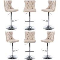 Modern Home Touch Set of 6 Luxury Velvet Adjustable Swivel Bar Stools with Chrome Base in Beige | Size: 6 Pack