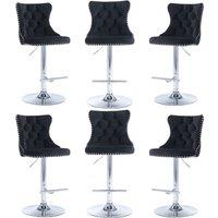 Modern Home Touch Set of 6 Luxury Velvet Adjustable Swivel Bar Stools with Chrome Base in Black | Size: 6 Pack