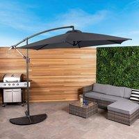Charles Bentley 3m Hanging Banana Cantilever Patio Garden Umbrella in Grey