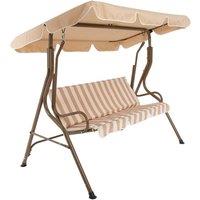 Charles Bentley 2-3 Seater Garden Swing Seat Hammock Chair Stripe / Plain Design in Beige