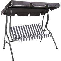 Charles Bentley 2-3 Seater Garden Swing Seat Hammock Chair Stripe / Plain Design in Grey