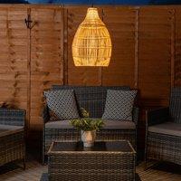 ValueLights Natural Teardrop Solar Powered Outdoor Hanging Pendant Garden Pergola Light