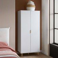 Birlea Zaza White 2 Door Wardrobe Fluted Design Gold Handle