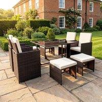 Artemis Home Giulia 9 Piece Rattan Cube Outdoor Set in Brown