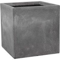 Primrose Cement Finish Grey Fibrecotta Square Cube Outdoor Planter 40cm