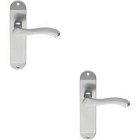 Loops 2x PAIR Scroll Lever Door Handle on Latch Backplate 180 x 40mm Satin Chrome