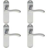 Loops 4x PAIR Scroll Lever Door Handle on Latch Backplate 180 x 40mm Satin Chrome