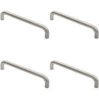 Loops 4x Round D Bar Door Pull Handle 322 x 22mm 300mm Fixing Centres Satin Steel in Metallics