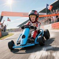HOMCOM 24V Electric Go Kart for Kids, Drifting Ride-On Go Kart for 8-12 Years in Blue