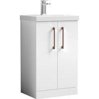 Balterley Modern Bathroom 2 Soft Close Door Vanity Unit Basin, White, 500mm in White
