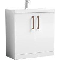 Balterley Bathroom Floor 2-Door Vanity Unit Basin, Gloss White, 800mm in White