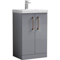 Balterley Modern Bathroom 2 Soft Close Door Vanity Unit Basin, Grey, 500mm in Grey