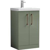 Balterley Modern Bathroom 2 Soft Close Door Vanity Unit Basin, Green, 500mm in Green