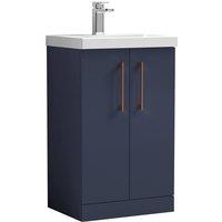 Balterley Modern Bathroom 2 Soft Close Door Vanity Unit Basin, Blue, 500mm in Blue