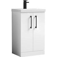 Balterley Modern Bathroom 2 Soft Close Door Vanity Unit Basin, White, 500mm in White