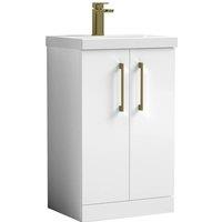 Balterley Modern Bathroom 2 Soft Close Door Vanity Unit Basin, White, 500mm in White