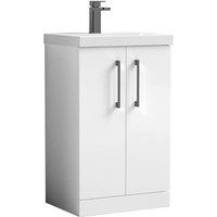 Balterley Modern Bathroom 2 Soft Close Door Vanity Unit Basin, White, 500mm in White