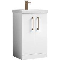 Balterley Modern Bathroom 2 Soft Close Door Vanity Unit Basin, White, 500mm in White