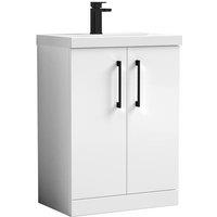 Balterley Bathroom Floor 2 Soft Close Door Vanity Unit Basin, White, 610mm in White