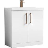 Balterley Contemporary Bathroom Floor 2-Door Vanity Unit Basin, White, 800mm in White