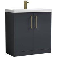 Balterley Contemporary Bathroom Floor 2-Door Vanity Unit Basin, Dark Grey, 800mm in Grey