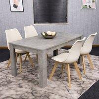 KOSY KOALA Stone Grey Effect Dining Table Set with 4 Cream Plastic Chairs