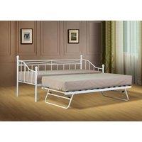 Comfy Living Ltd Metal Daybed With Trundle in White | Size: Single