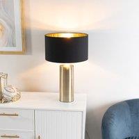 ValueLights Lexy Black & Metallic Gold Shade with Gold Dimmable Touch Table Lamp