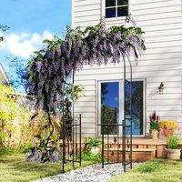 OUTSUNNY 2.17m Steel Garden Arch with Double Gate, Garden Arbor Trellis, Black