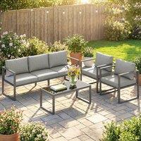 OUTSUNNY Patio Furniture Set Aluminium Frame Dark Grey