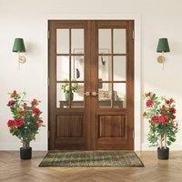 HOMCOM Artificial Rose Tree Set of 2 with 344 Silk Leaves & 17 Flowers in Red