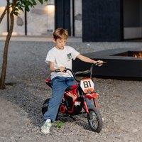 AIYAPLAY 24V Battery Powered Ride On Motorcycle with Rear Suspension in Red