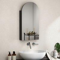 HOMCOM Bathroom Mirror Cabinet with Adjustable Glass Shelves in Black