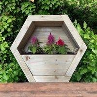 Buttercup Farm Large Hanging Wooden Hexagon Wall Planter (Set of 3) in Light Brown