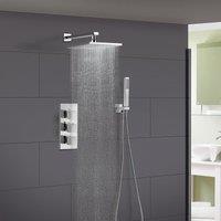 Nes Home 2 Way Square Concealed Thermostatic Mixer Valve Hand Held Shower Head in Metallic Silver