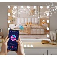 INMTFEI White Hollywood Bluetooth Vanity Mirror 15 LED Bulbs 58x46cm | Size: 58x46 cm