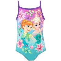 Disney Girl's Frozen Elsa & Anna Swimsuit in Purple | Size: 4-5 Years