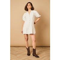 Oasis Women's Lace Trim Mini Dress in Ivory | Size: 14