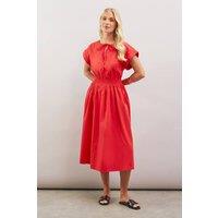 Wallis Women's Petite Summer Cotton Midi Dress in Red | Size: 14