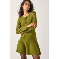 Monsoon Women's Bayle Bow Knit Mini Dress Green | Size: 12