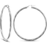 Jewelco London Women's Sterling Silver Twist Hoop Earrings - 3mm - 5.5cm