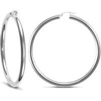 Jewelco London Women's Sterling Silver Polished Hoop Earrings - 4mm - 5.7cm