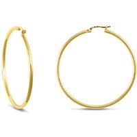 Jewelco London Women's Gold-plated Sterling Silver Polished Hoop Earrings 2mm 43mm in Gold